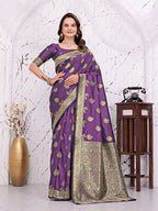 Ready To Wear Banarasi Silk Saree with Zari Woven Border