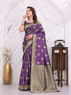 Ready To Wear Banarasi Silk Saree with Zari Woven Border