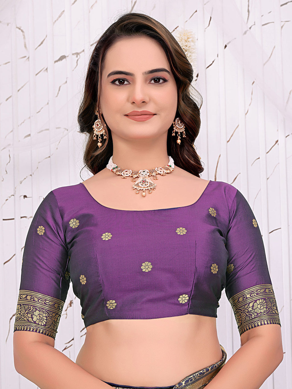 Ready To Wear Banarasi Silk Saree with Zari Woven Border