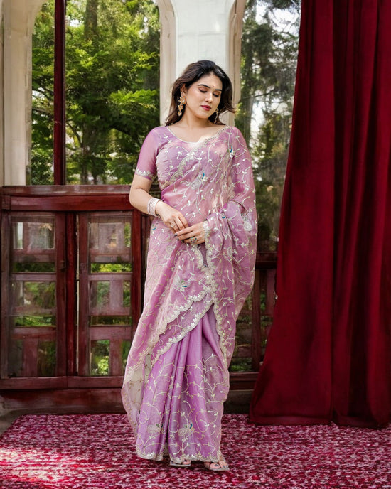Jimmy Chu Embroidered Saree with Gotta Patti Work