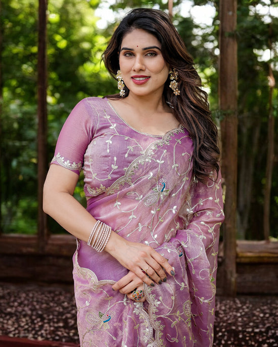 Jimmy Chu Embroidered Saree with Gotta Patti Work