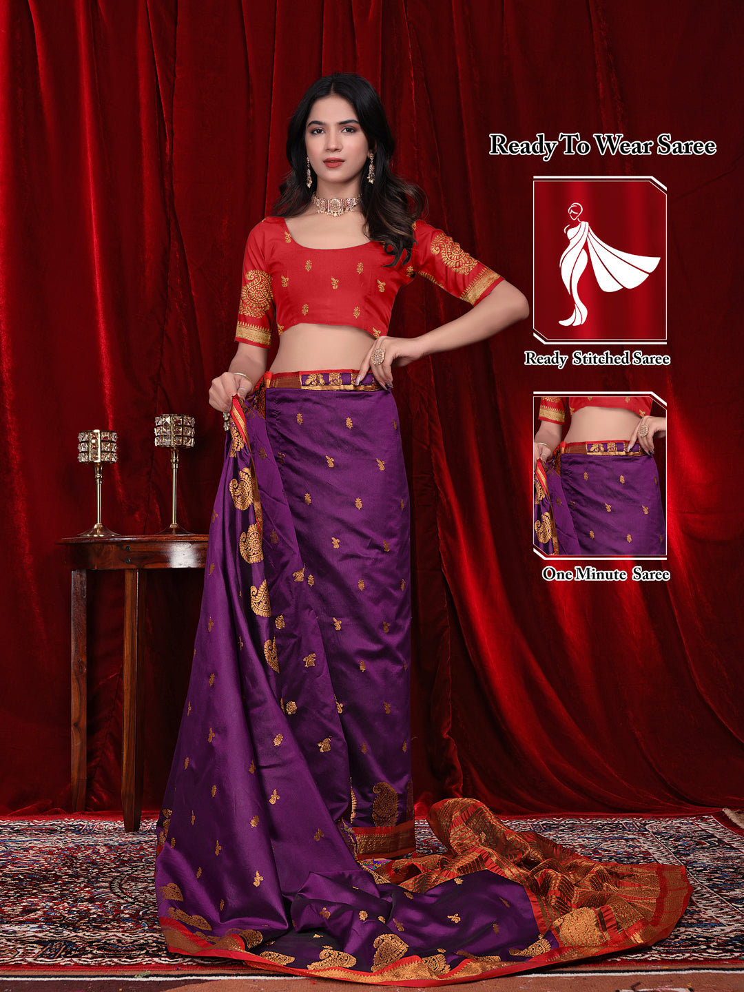 Ready to Wear Jacquard Pure Silk Saree