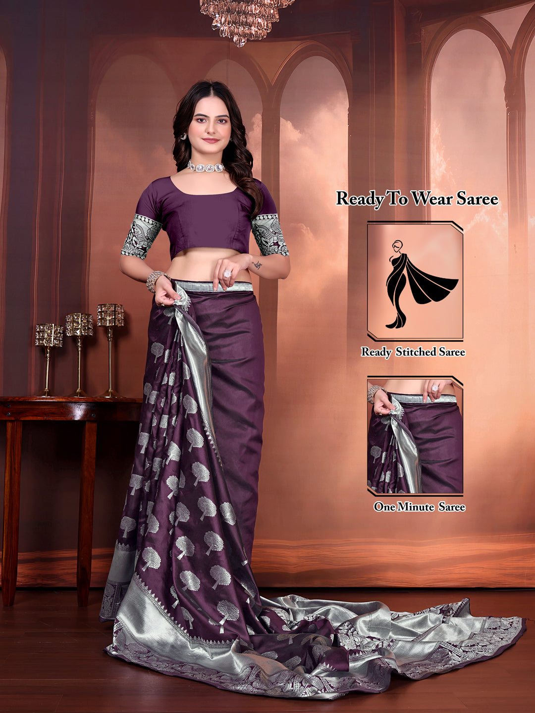 Ready to Wear Jacquard Pure Silk Saree