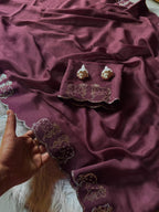 Shimmering Two-Tone Chiffon Saree with Exquisite Diamond Cut Work