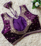 Jimmy Choo Fabric Sequin Embroidered V-Neck Blouse with Tussels