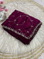 Space silk Saree With Khatli Cut Dana Handwork  Diamond Work