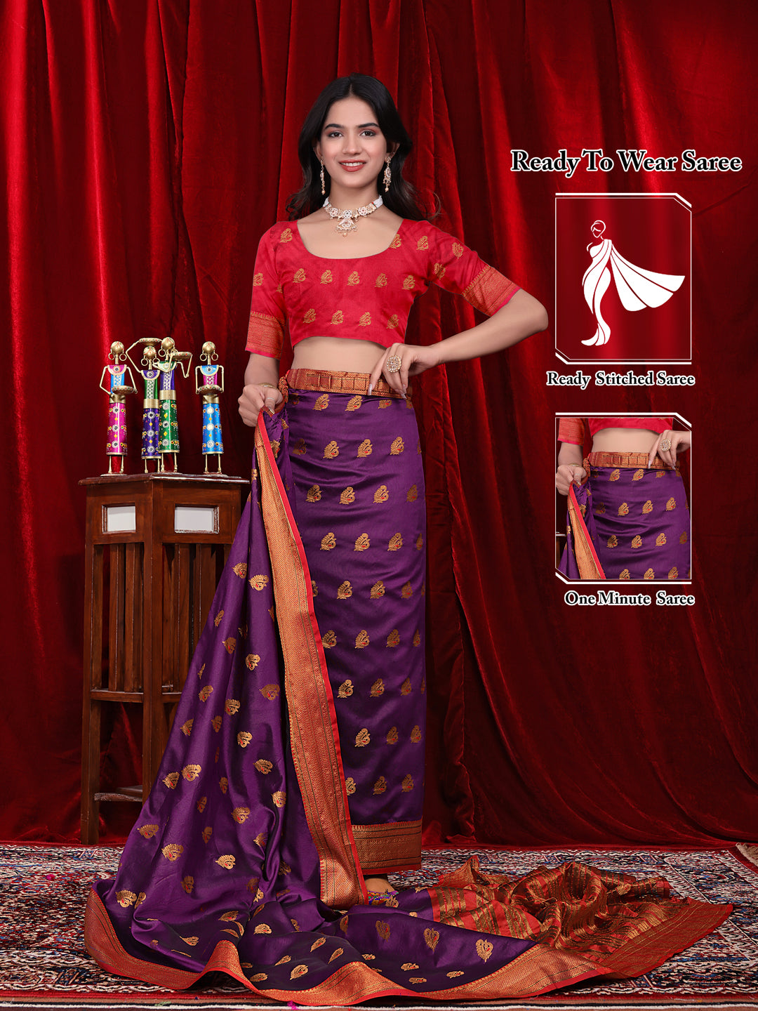 Ready to Wear Jacquard Pure Silk Saree