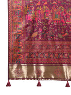 Floral Printed Woven Zari Pashmina Saree