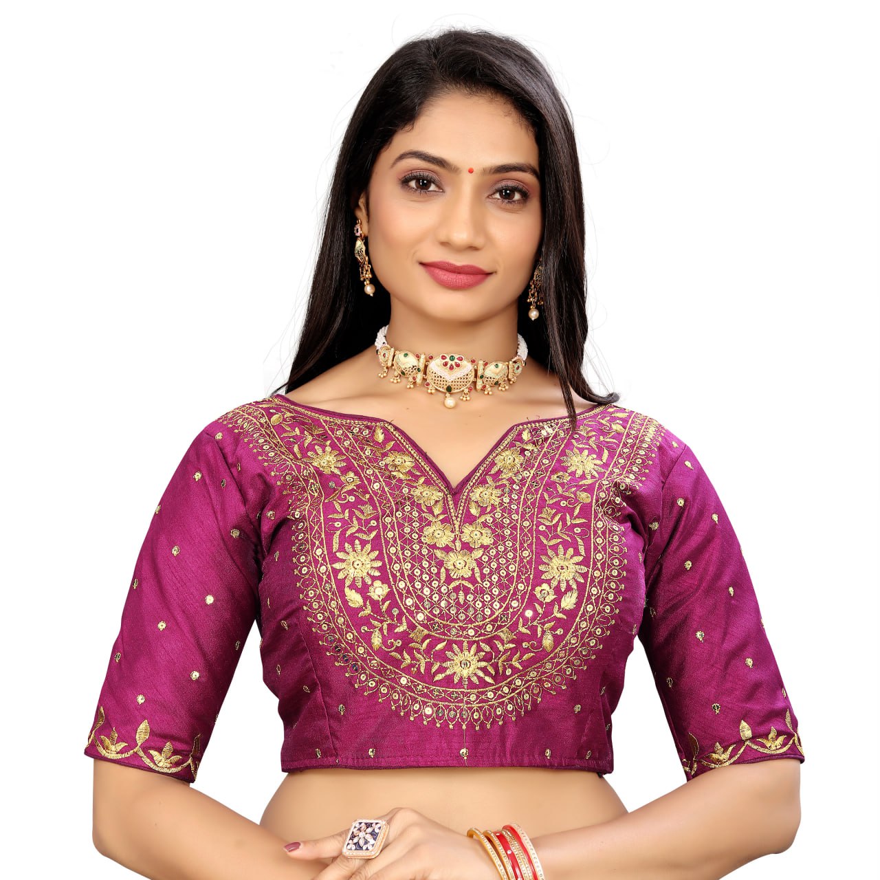 Vichitra Silk Embroidered Blouse