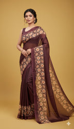 Elegant Floral Border Print Georgette Border Saree