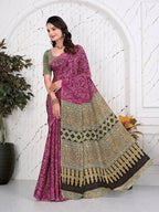 Abstract Printed Pure Crepe Silk Saree