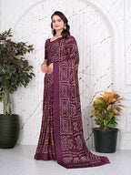 Bandhani Printed Satin Silk Saree for Party Look