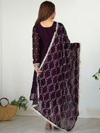 Roman Silk  Embroidered Kurta With Pant Dupatta Set