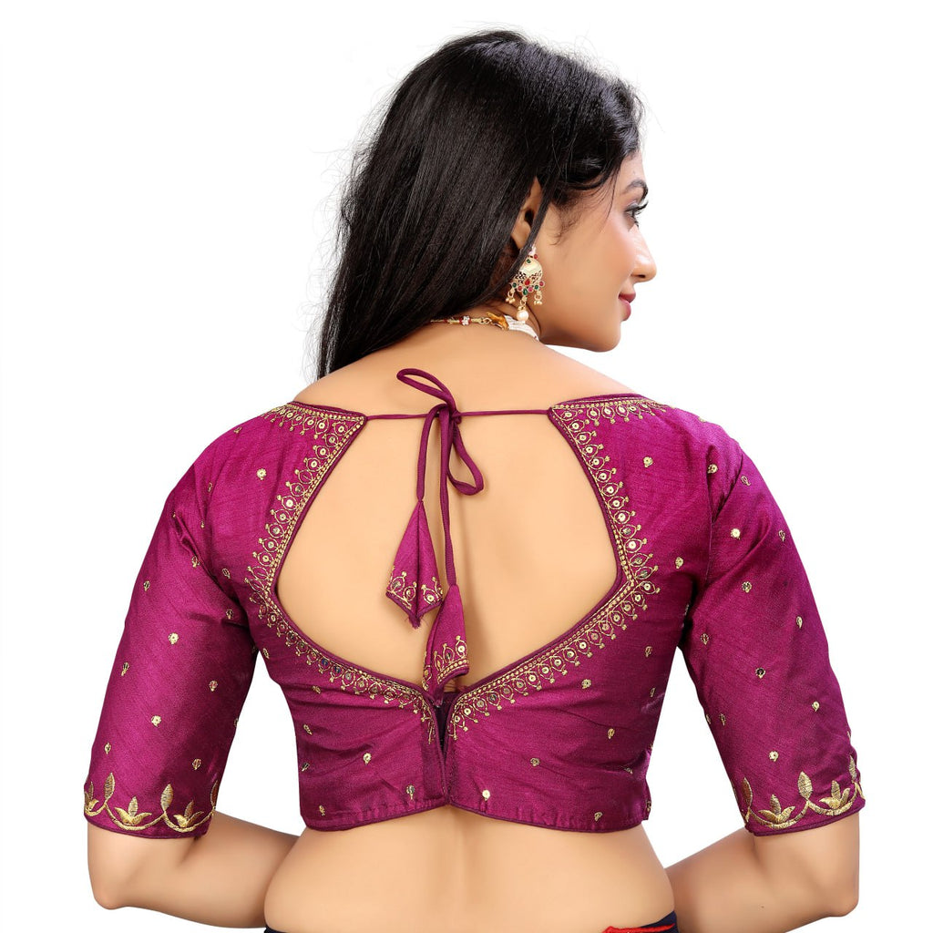 Vichitra Silk Embroidered Blouse