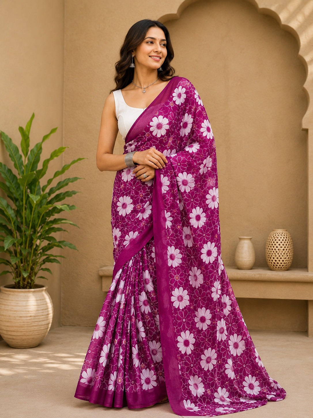 Ready to Wear Jaipuri Mul Cotton Printed Saree for Women