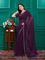 Chiffon Siroski Diamond Lace Work Saree
