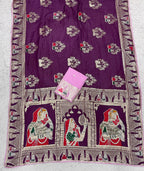 Dola silk Hand Deying Mena with Zarkhan Work Saree