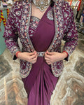 Trendy Indo-Western Ready-to-Wear Crepe Saree with Heavy Embroidered Koti & Stitched Blouse - Pionex Fab