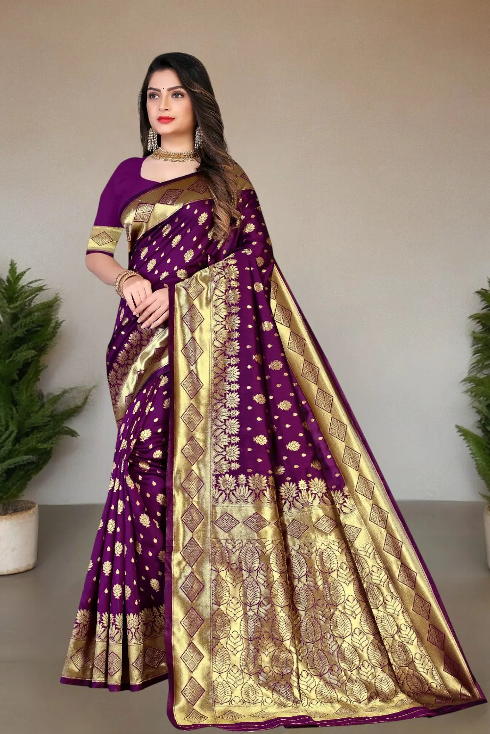 Pionex Woven Kanjivaram Jacquard, Pure Silk Saree