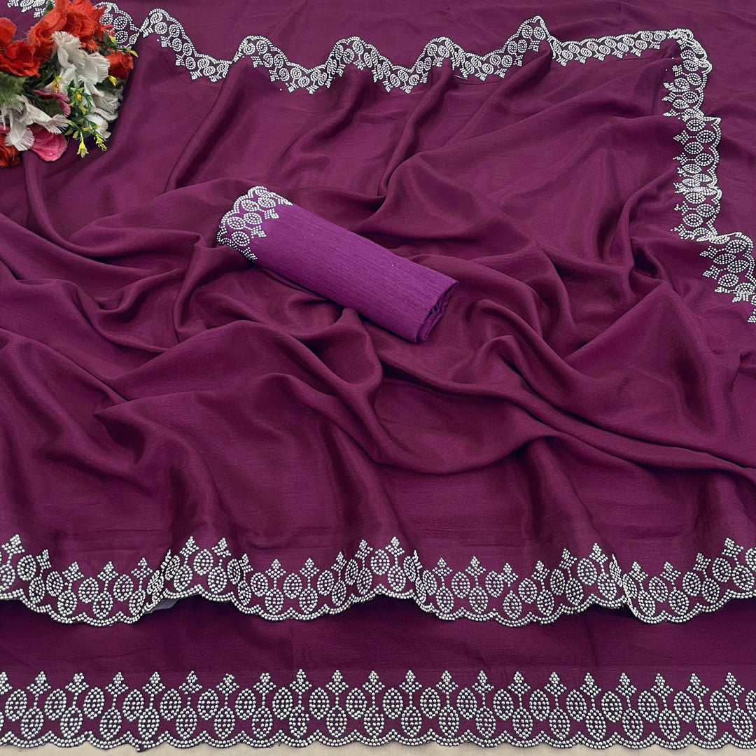 SIROSKI DAIMOND WORK SILK SAREE