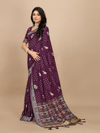 Patola Print Cotton Silk Saree with Tassel Border Pallu