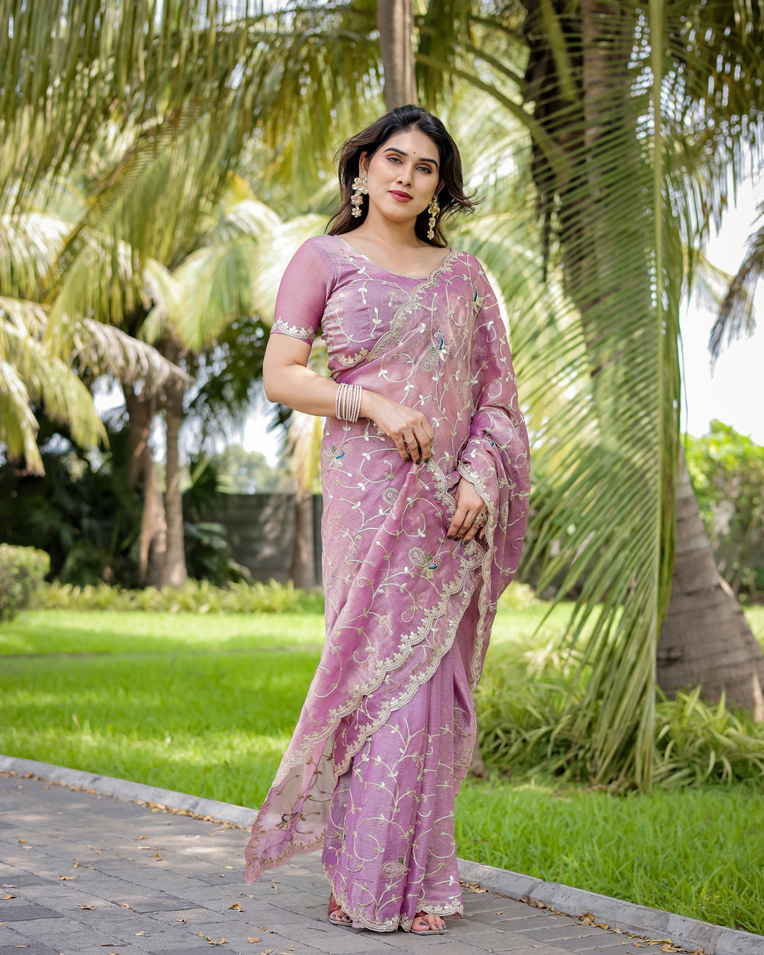 Jimmy Chu Embroidered Saree with Gotta Patti Work