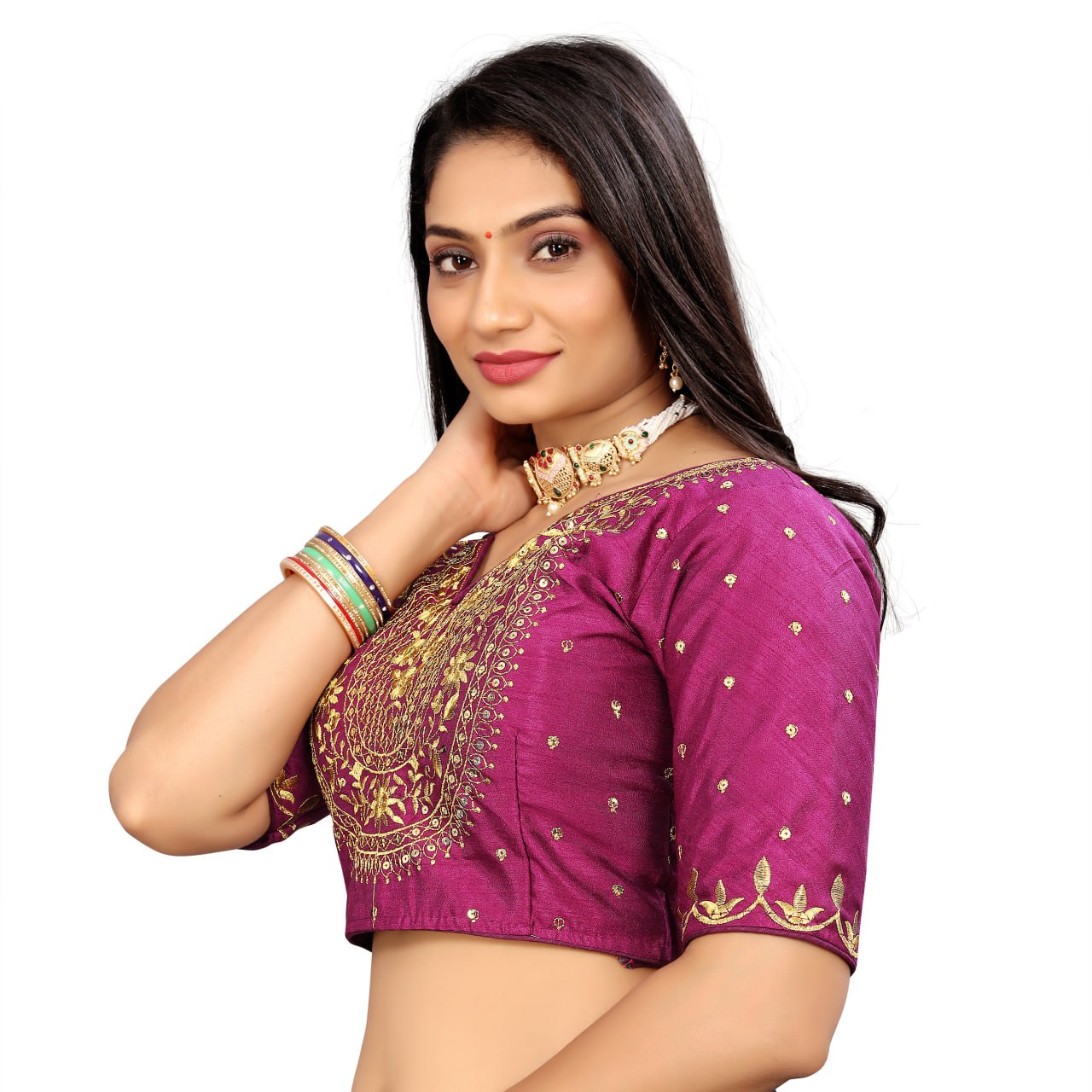 Vichitra Silk Embroidered Blouse