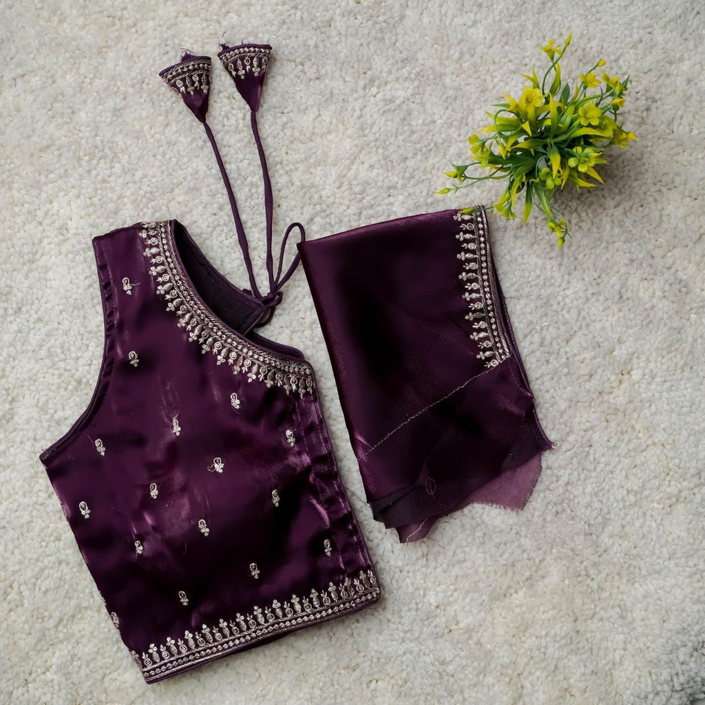 Readymade Jimmy Choo Fabric Embroidered Blouse with Front Hook & Back Tussels