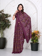 Bandhani Printed Satin Silk Saree for Party Look