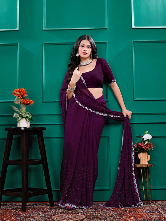 Chiffon  Swarovski Daimond  Lace Work Sarees