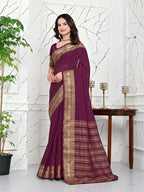 Ready-to-Wear Jacquard Saree in Crepe Banarasi Fabric