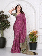 Abstract Printed Pure Crepe Silk Saree