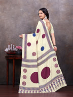 Crepe Silk Casual Wear Cream Color  Saree