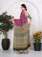 Abstract Printed Pure Crepe Silk Saree