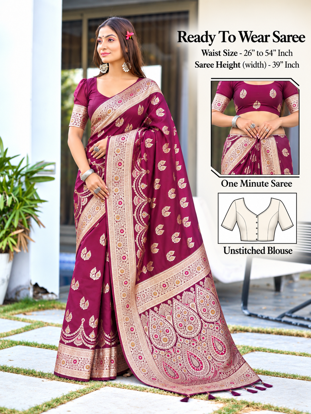 Ready to Wear Pathni Woven Pure Silk Saree