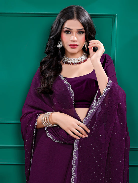 Chiffon  Swarovski Daimond  Lace Work Sarees