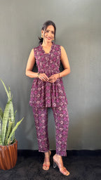 Printed V-Neck Co Ord Sets For Office Wear