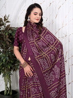 Bandhani Printed Satin Silk Saree for Party Look