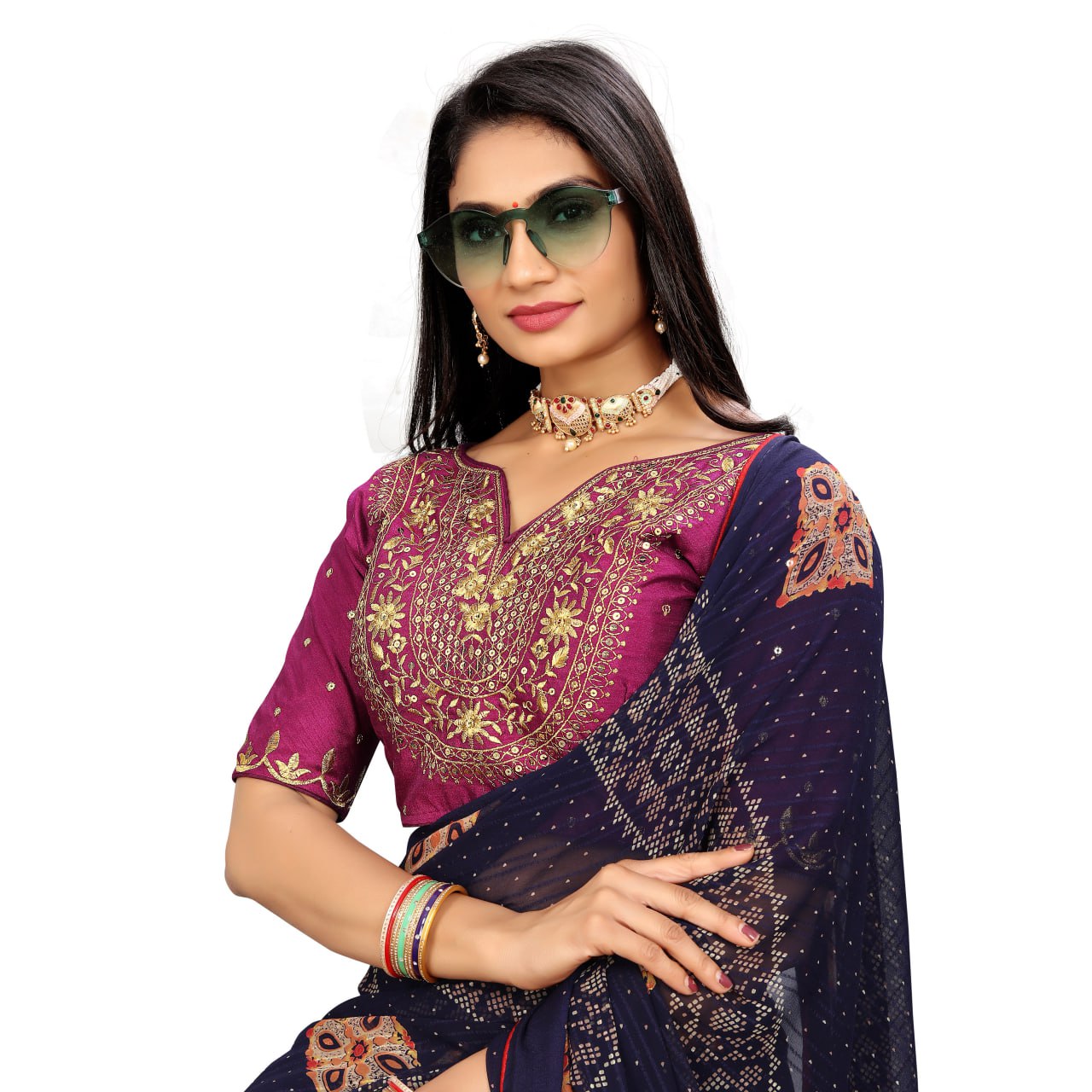 Vichitra Silk Embroidered Blouse