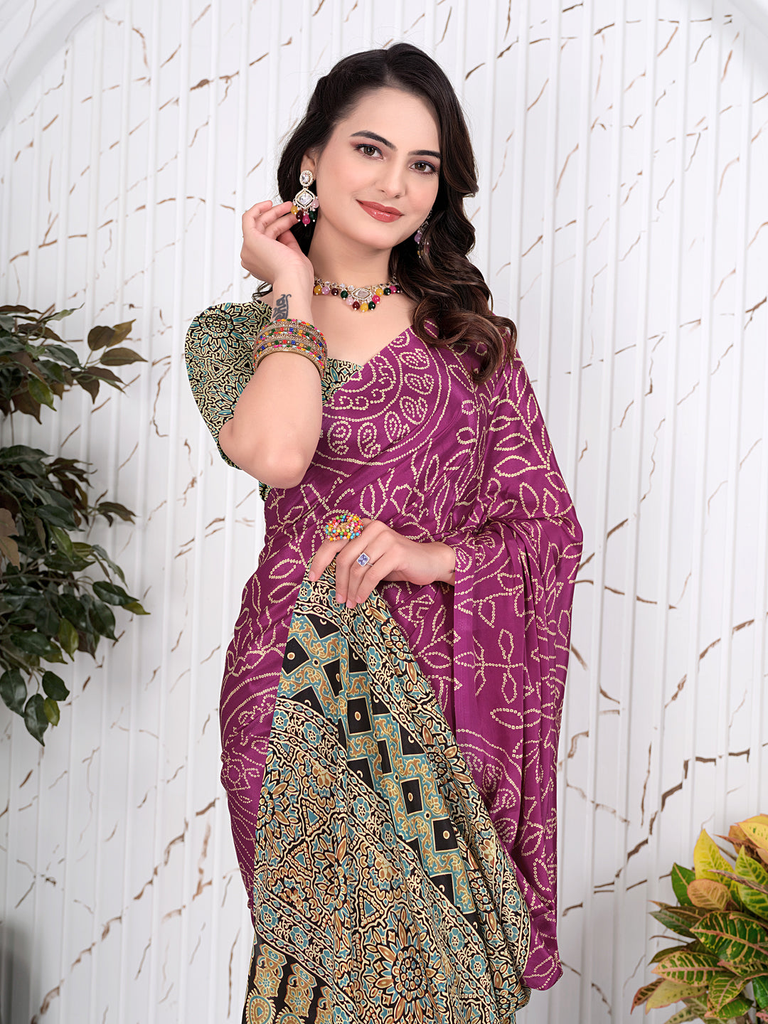 Abstract Printed Pure Crepe Silk Saree