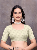 Crepe Silk Casual Wear Cream Color  Saree
