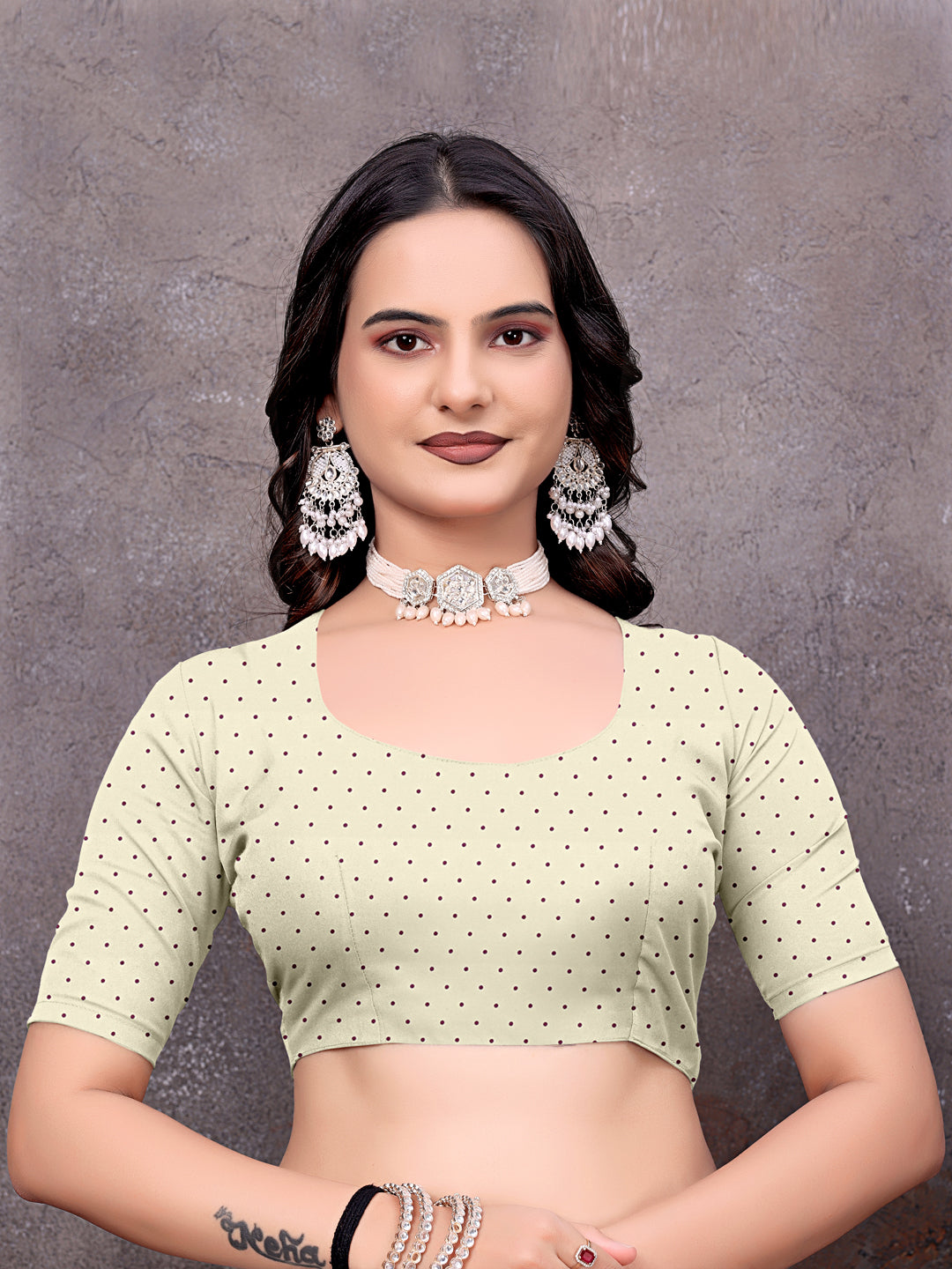 Crepe Silk Casual Wear Cream Color  Saree