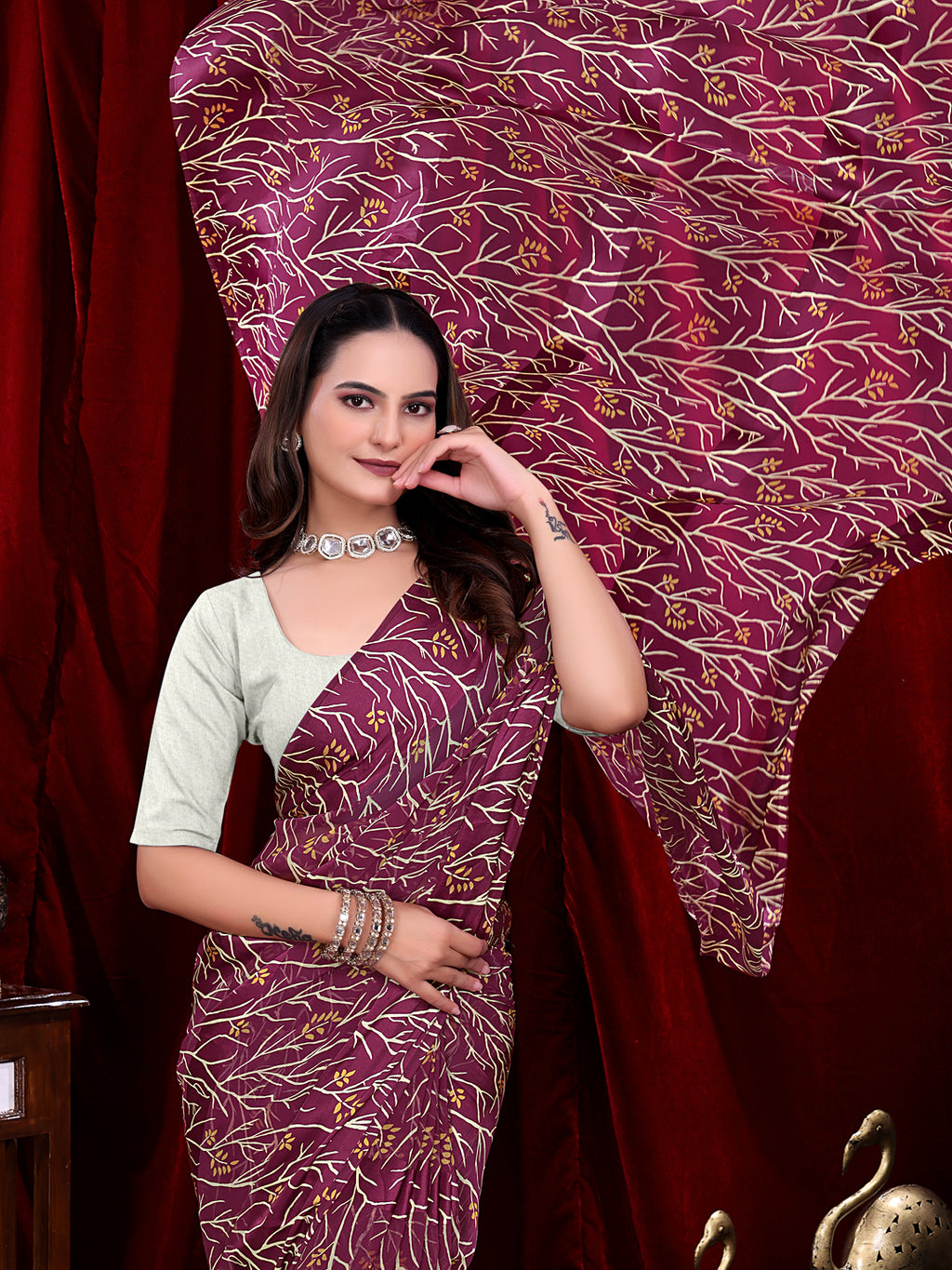 Ready to Wear Georgette Patta Printed Saree