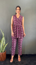 Printed V-Neck Co Ord Sets For Office Wear