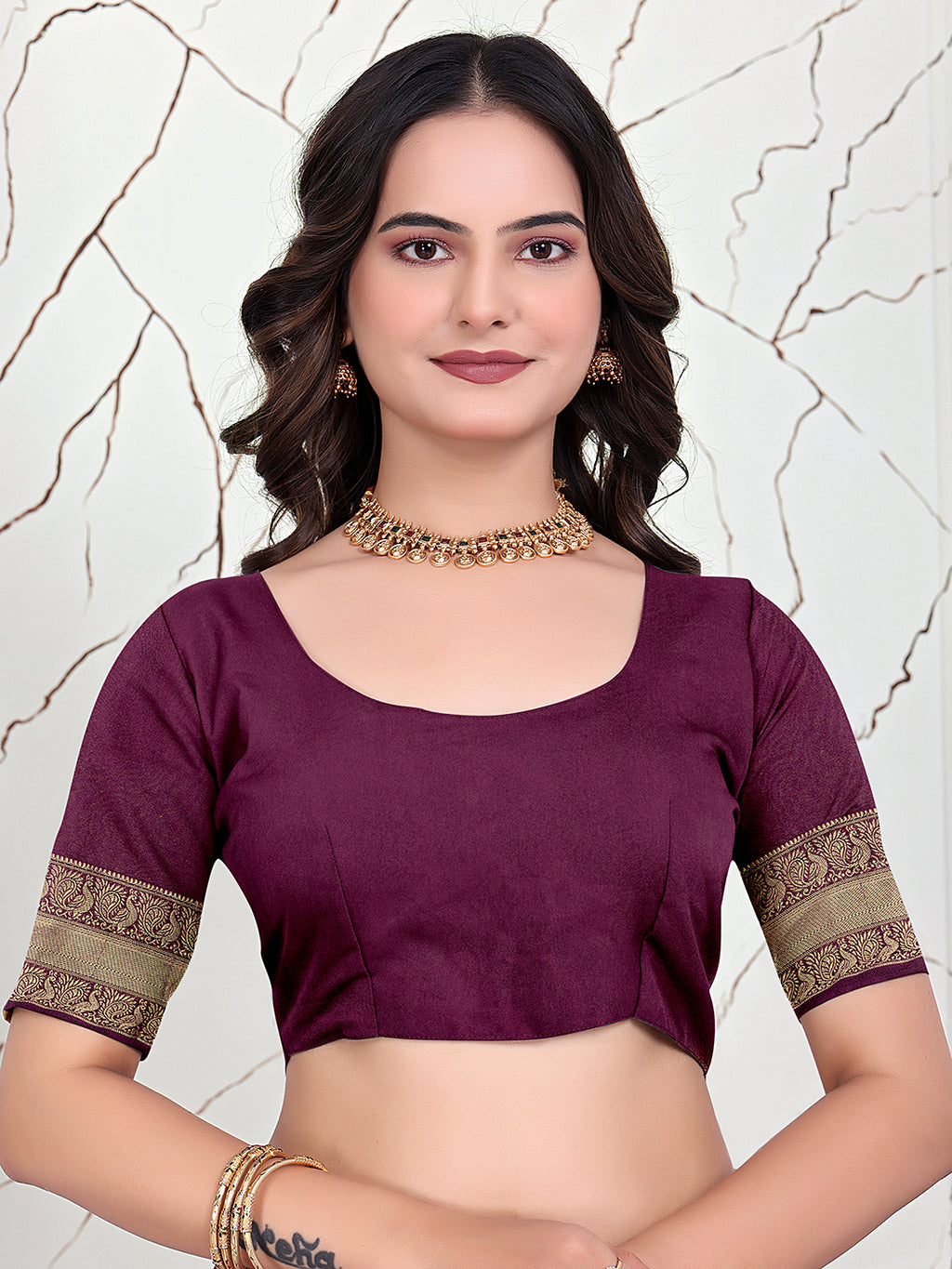 Ready-to-Wear Jacquard Saree in Crepe Banarasi Fabric