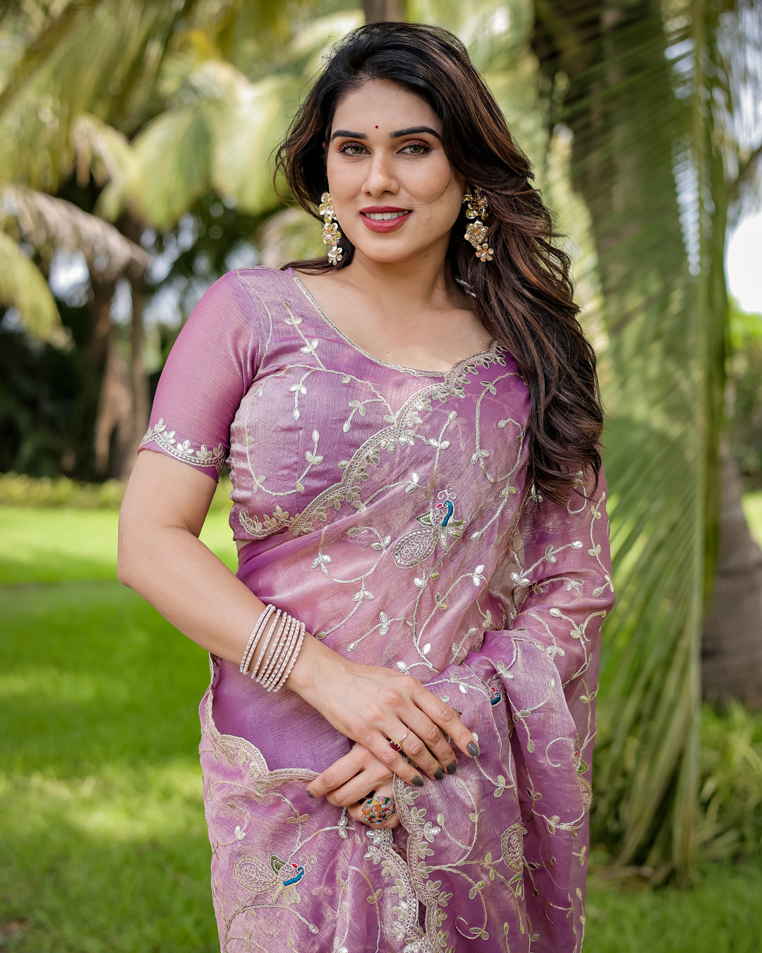 Jimmy Chu Embroidered Saree with Gotta Patti Work