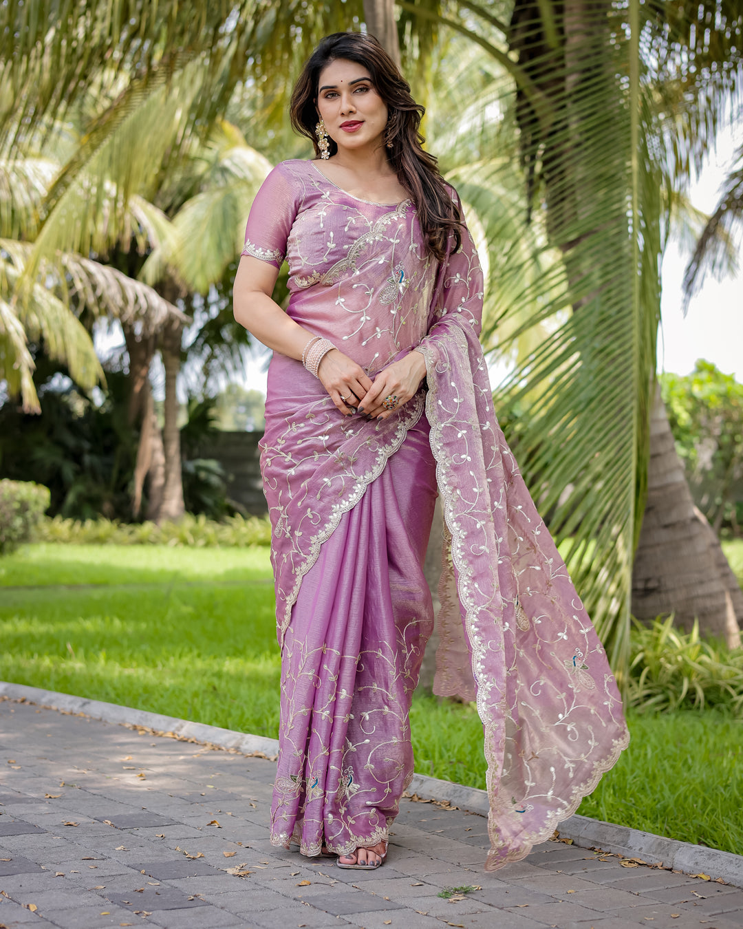 Jimmy Chu Embroidered Saree with Gotta Patti Work