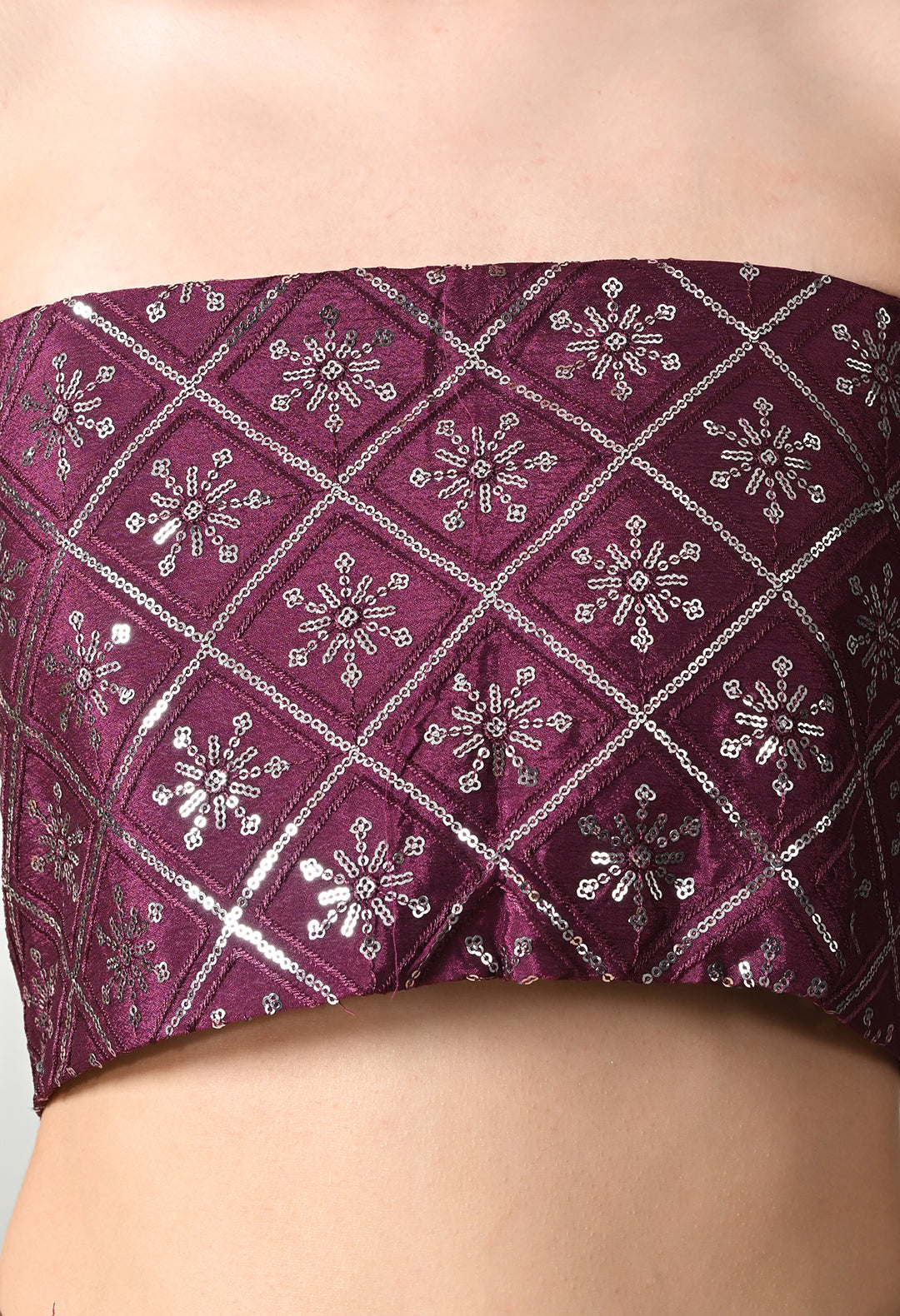Chinon Solid Saree with Embroidered Lace Border