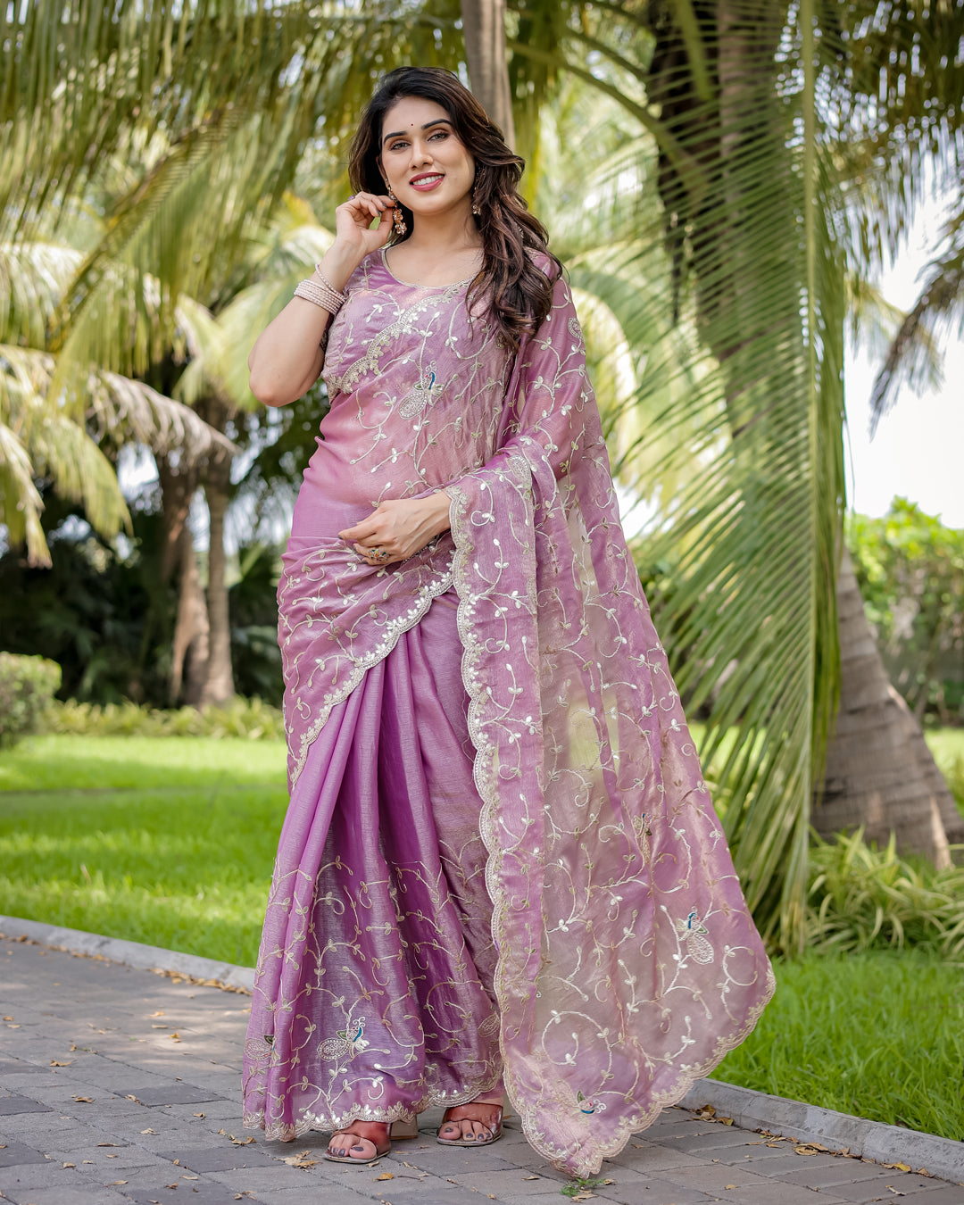 Jimmy Chu Embroidered Saree with Gotta Patti Work