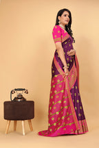 Pionex Woven Katan Kanjivaram Soft Lichi Silk Sarees